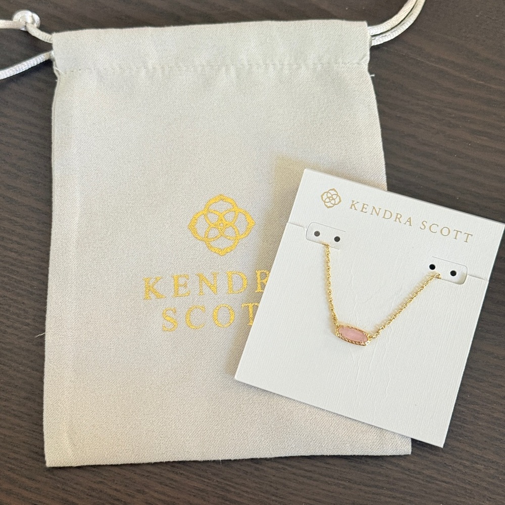 Kendra Scott Emma Dainty Gold Necklace with Pink Stone